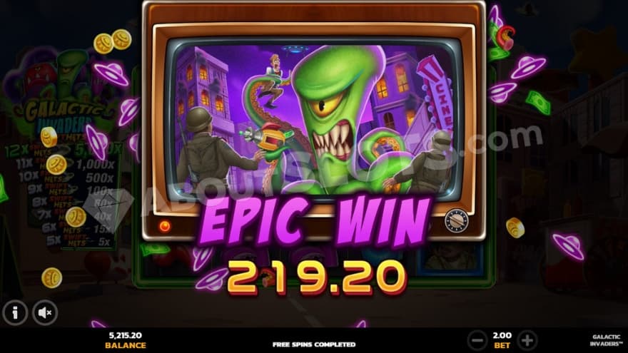 Epic Winning screen showing a gigantic alien with tentacles.