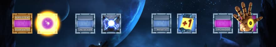 A picture showing the persistent shapeshifter, unlocker, reset plus and upgrader symbols.