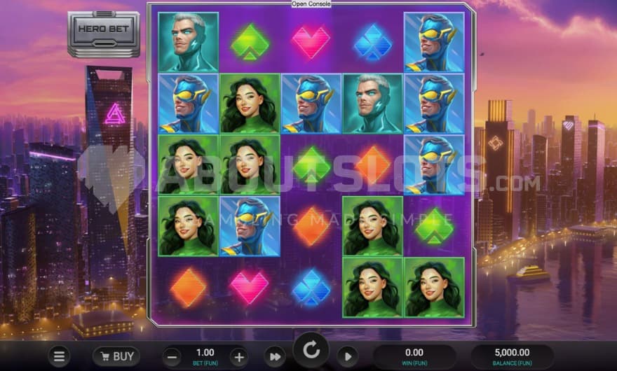 Base game with a big city skyline in the background.