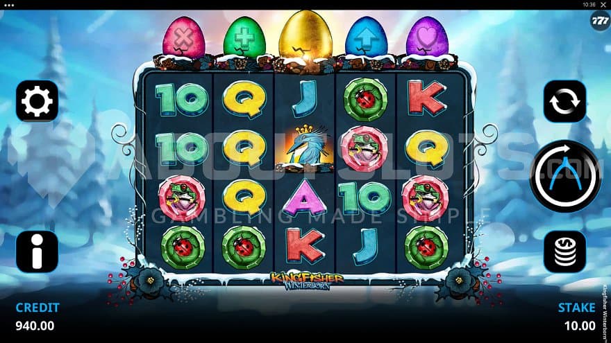 A casino slot in a winter landscape.