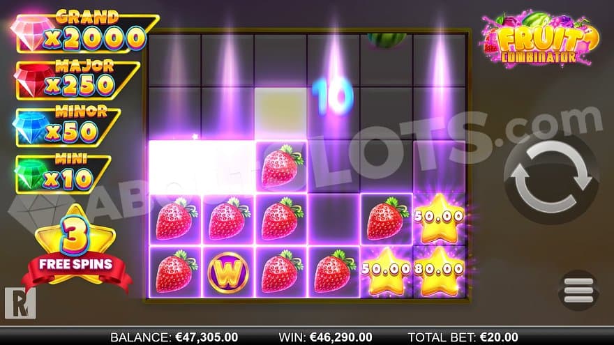 A win containing 9 symbols in the free spins.