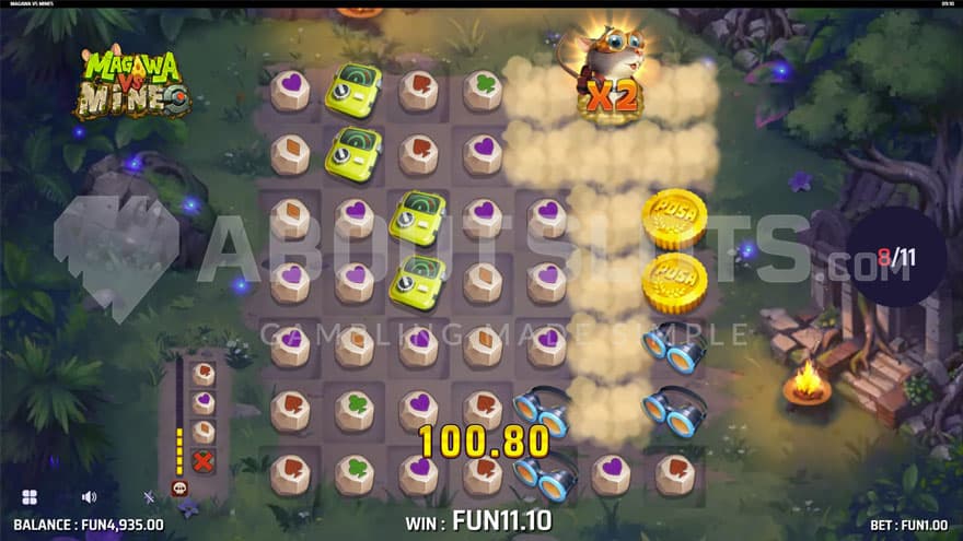 Free Spins feature with Magawa on the sixth reel together with a 2X multiplier.