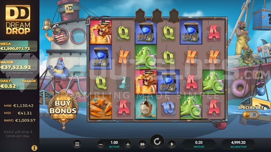 A casino slot with a fishing theme.