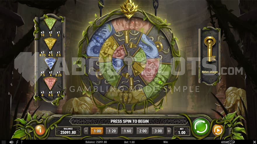 Bonus Game feature with a wheel of Brahma in the center of the screen.