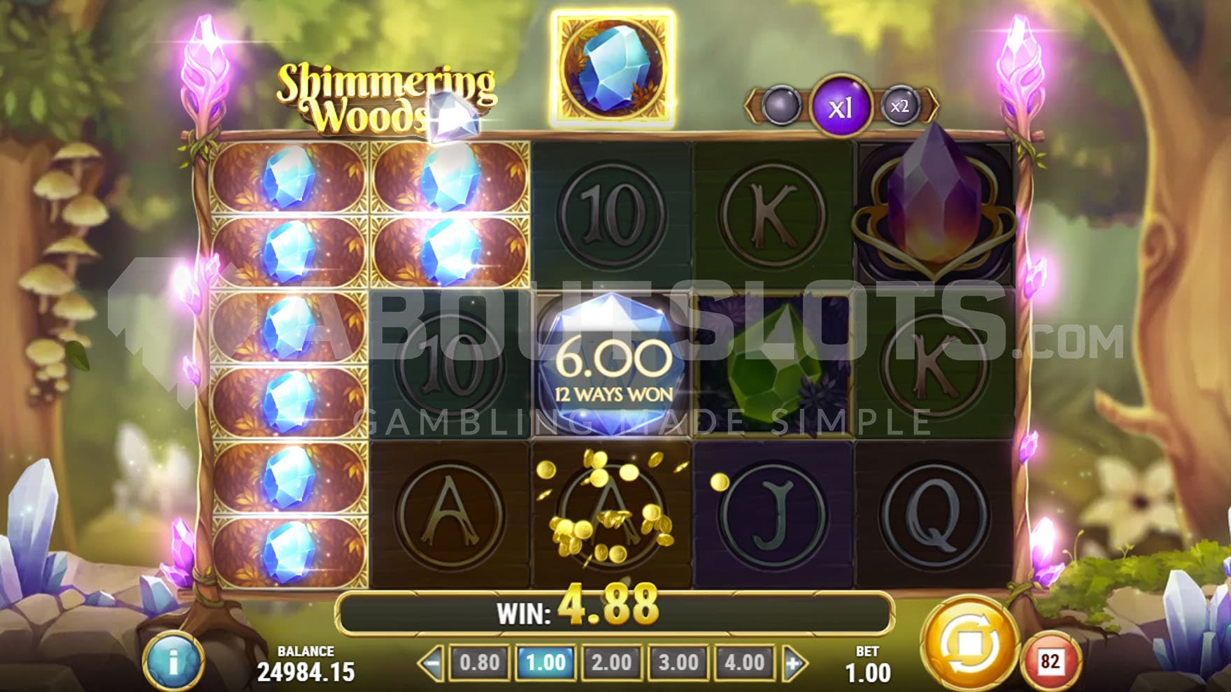 The top-paying symbol activated as Splitting Symbol in the base game and awarding a win.