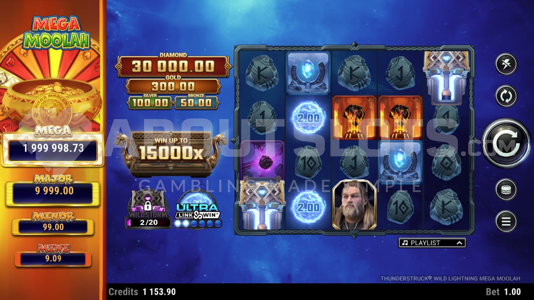 A casino slot with a blue background.