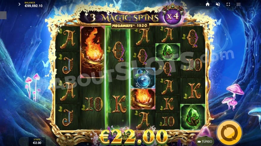 Magic Spins bonus game with a 4X multiplier.