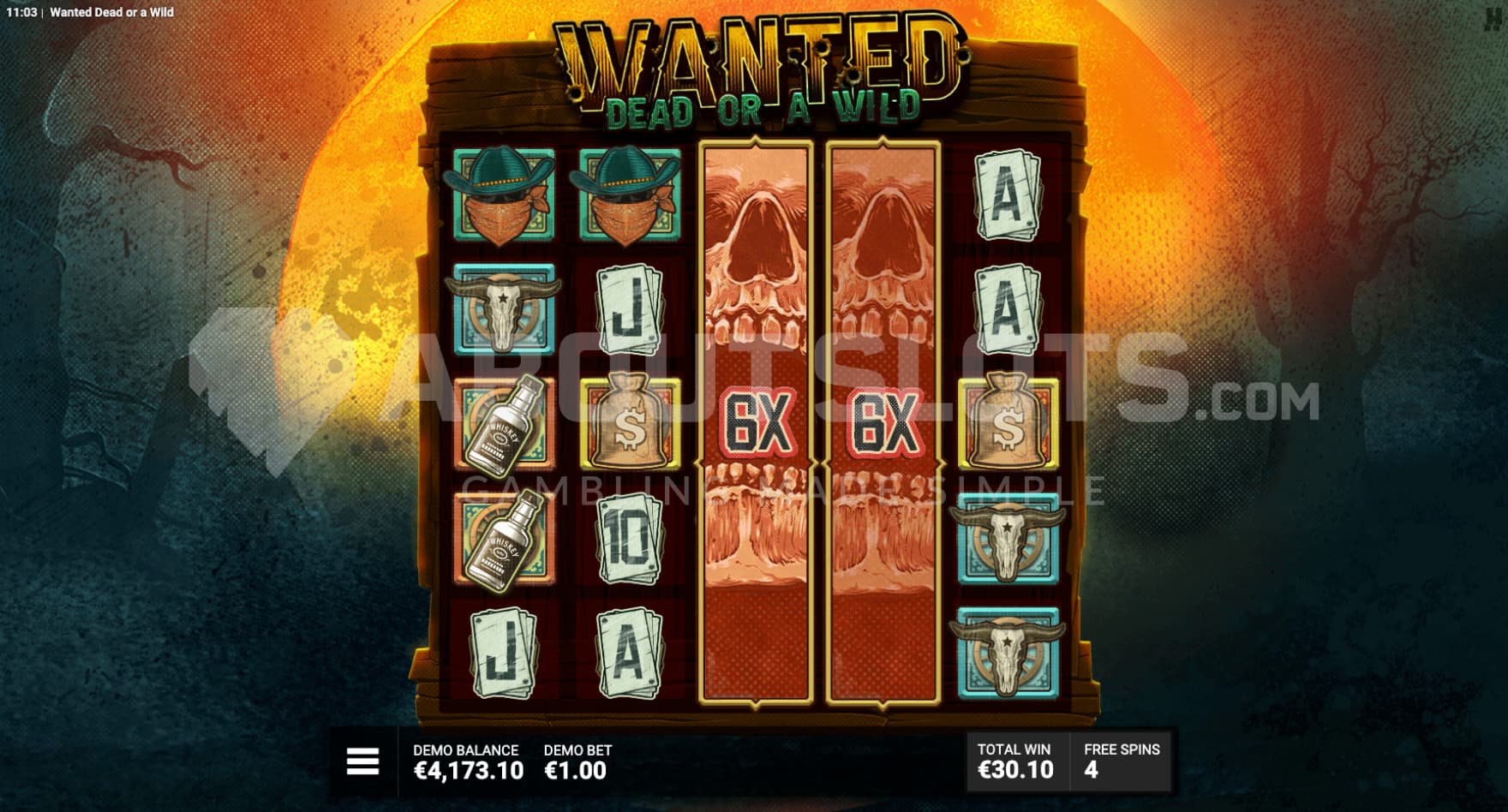 Duel at Dawn feature with two fully expanded multiplier wild symbols.