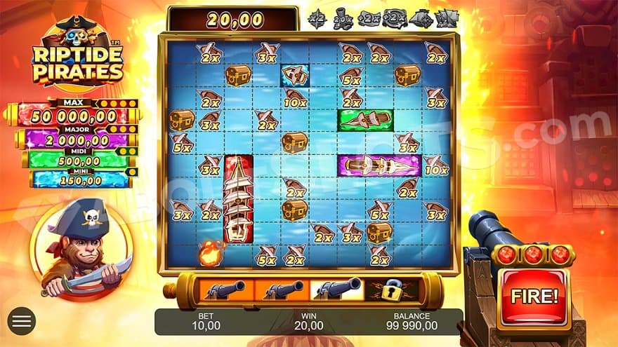 A bonus game on a 10x10 grid.