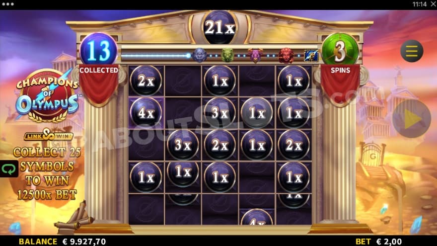 Link&Win bonus game with 13 collected Link&Win symbols.